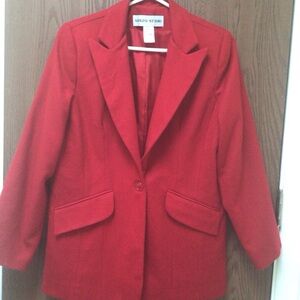 Adolfo Studio Women's Vibrant Red Suit Jacket blazer 100% wool, lined, sz 10P